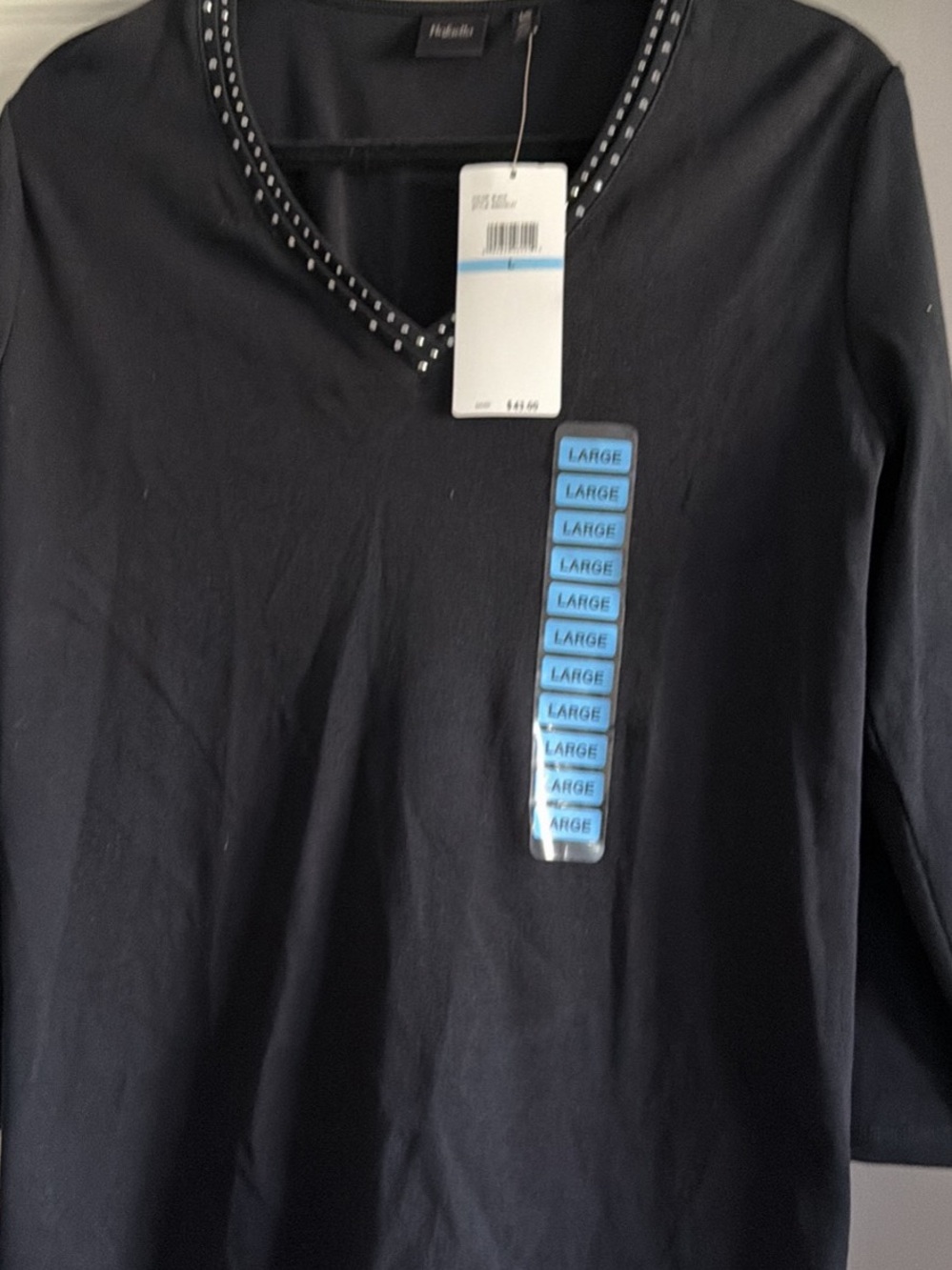 Brand New Rafaella Black Beaded Blouse!! Sleeve 3/4